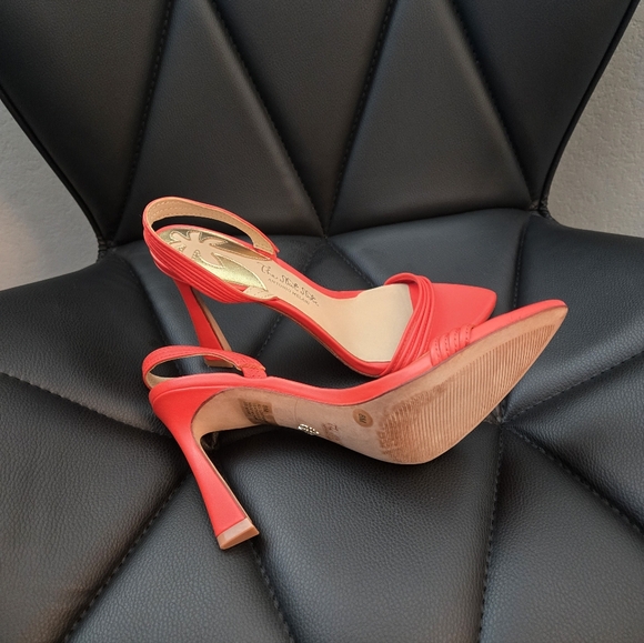 ANTONIO MELANI Vibrant Red/Orange Slingback Heels - Picture 2 of 4